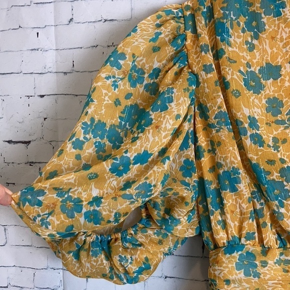 Nasty Gal Womens Floral Chiffon V Neck Puff Sleeve Playsuit Romper - Picture 7 of 16